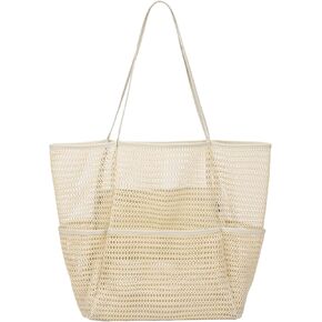 Beach Bag - Mesh Beach Tote Bag for Women 2024 Upgrade Waterproof Pool Bag for Beach Vacation Pool Family Travel Essentials