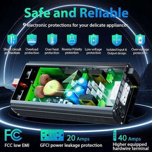 300Watt Pure Sine Wave Power Inverter for Car with PD30W Type C and QC 3.0 USB Car Converter Adapter with Dual USB Ports for Smartphones Laptops Tablets Starlink in Kuwait