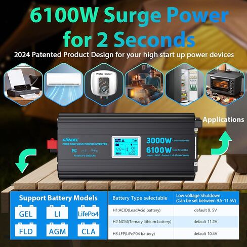 300Watt Pure Sine Wave Power Inverter for Car with PD30W Type C and QC 3.0 USB Car Converter Adapter with Dual USB Ports for Smartphones Laptops Tablets Starlink in Kuwait