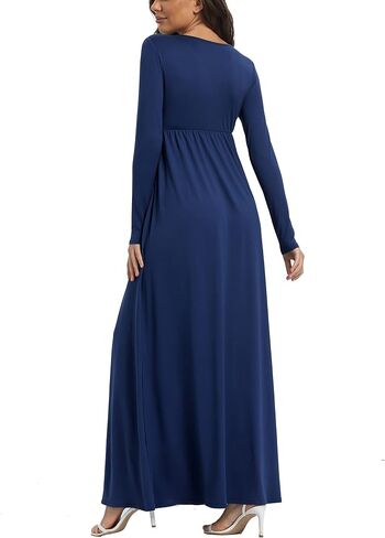 Long Sleeve Maternity Dress, Maxi Maternity Dress with Belt for Baby Shower Photoshoot in Saudi Arabia