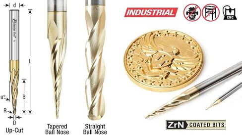 Amana Tool - 46583 CNC 2D & 3D Carving 3.6 Deg Tapered Angle Ball Tip 1/8 Dia x 1/16 Rad in Saudi Arabia