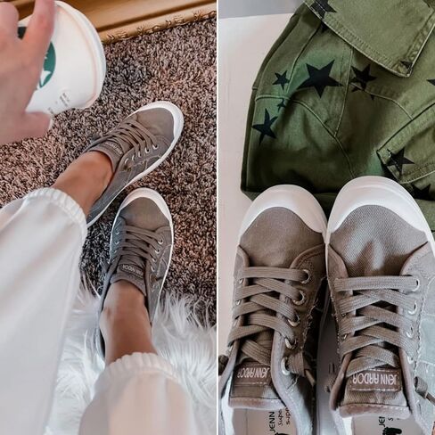 JENN ARDOR Womens Comfortable Elastic Shoes Stylish Canvas Fashion Sneakers Cute Lightweight Slip On Shoes Casual Flats for Walking in Kuwait