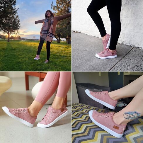 JENN ARDOR Womens Comfortable Elastic Shoes Stylish Canvas Fashion Sneakers Cute Lightweight Slip On Shoes Casual Flats for Walking in Kuwait