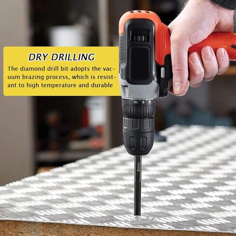 مجموعة لقم الثقب الماسي، 11 قطعة منشار ثقب الماس السداسي 1/5، 1/4، 5/16، 3/8، 1/2 بوصة مع حامل لقم الثقب سريع الفك لبلاط البورسلين والرخام والجرانيت (أسود، الحجم: متعدد الأبعاد) in Kuwait