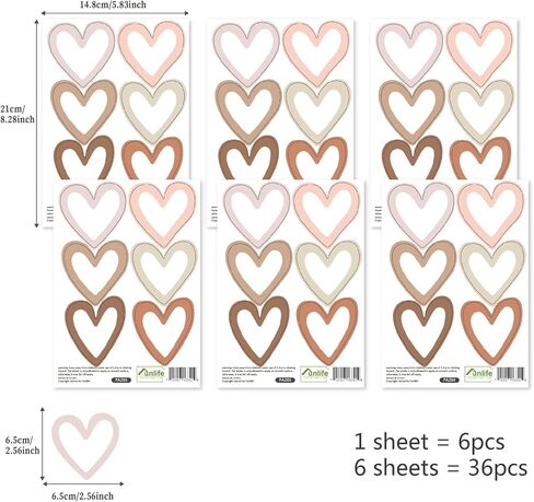Boho Heart and Hollow Wall Stickers Classroom Decor Art Nursery Wall Decals Peel and Stick for Kids Girls Boys Bedroom Dorm playroom Livingroom in Saudi Arabia