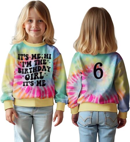 Ritatte It’s Me Hi I’m The Birthday Girl Sweatshirt Toddler Girls Birthday Party Tie Dye Shirts Kid Birthday Outfit 2-7 Years in Saudi Arabia