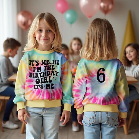 Ritatte It’s Me Hi I’m The Birthday Girl Sweatshirt Toddler Girls Birthday Party Tie Dye Shirts Kid Birthday Outfit 2-7 Years in Saudi Arabia
