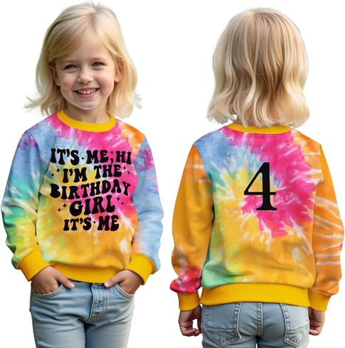 Ritatte It’s Me Hi I’m The Birthday Girl Sweatshirt Toddler Girls Birthday Party Tie Dye Shirts Kid Birthday Outfit 2-7 Years in Saudi Arabia
