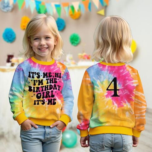 Ritatte It’s Me Hi I’m The Birthday Girl Sweatshirt Toddler Girls Birthday Party Tie Dye Shirts Kid Birthday Outfit 2-7 Years in Saudi Arabia