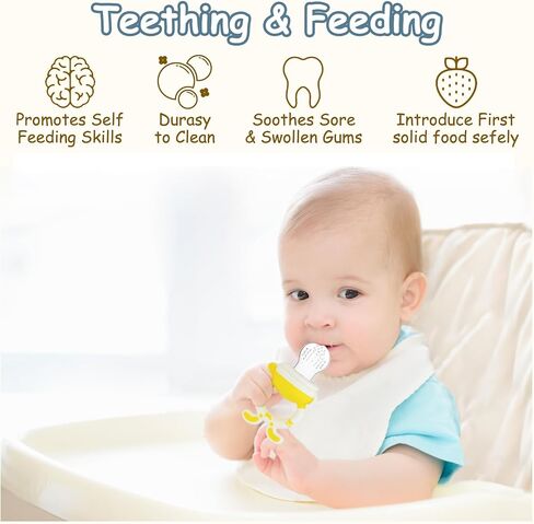 ألعاب التسنين للأطفال بزيت العنبر من Food WAJIAYON للأطفال من عمر 0 ​​إلى 6 أشهر، مجموعة مكونة من 6 قطع، ألعاب أطفال من عمر 6 إلى 12 شهرًا، فريزر خالٍ من البيسفينول A، سيليكون ناعم ومحكم لتخفيف آلام عضاضة الأطفال وتهدئة التهاب اللثة ومضغ ألعاب الرضع in Kuwait