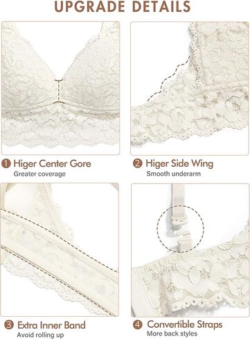 MOMANDA Women's Lace Nursing Bra Wirefree Padded Breastfeeding Maternity Bralette Cute More Coverage in Kuwait