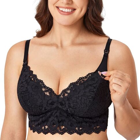 MOMANDA Women's Lace Nursing Bra Wirefree Padded Breastfeeding Maternity Bralette Cute More Coverage in Kuwait