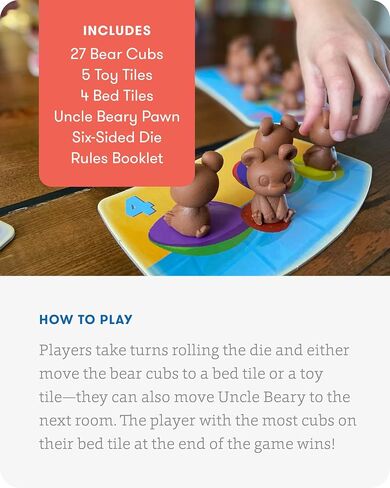 SimplyFun Uncle Beary’s Bedtime - an Engaging and Educational Toddler Game - Learn to Develop Counting Skills, Focus and Self Control - 2 to 4 Players, for Kids Ages 3 & Up in Saudi Arabia