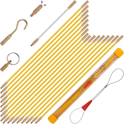 22FT Fiberglass Running Electrical Wire Cable Pulling Fish Tape kit in a Carrying Case Through Wall Cable Snake Rods Electrical Tools Kit with Different Attachments in Saudi Arabia