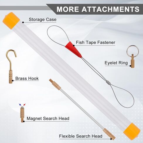 22FT Fiberglass Running Electrical Wire Cable Pulling Fish Tape kit in a Carrying Case Through Wall Cable Snake Rods Electrical Tools Kit with Different Attachments in Saudi Arabia