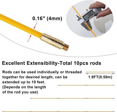22FT Fiberglass Running Electrical Wire Cable Pulling Fish Tape kit in a Carrying Case Through Wall Cable Snake Rods Electrical Tools Kit with Different Attachments in Saudi Arabia