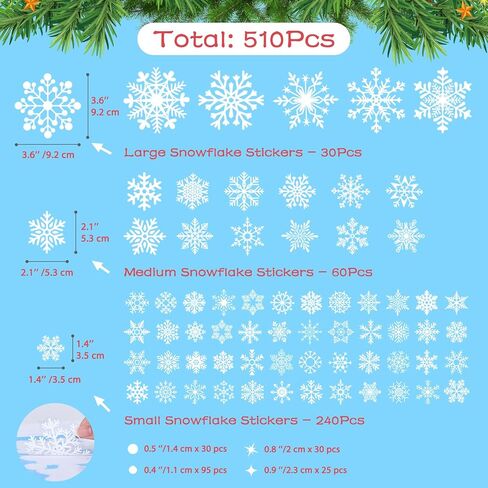 286 PCS Christmas Snowflake Window Clings Stickers for Glass, 10 Sheet Large Double-Sided Xmas Decals Decorations Holiday Snowflake Santa Claus Decals for Party in Saudi Arabia