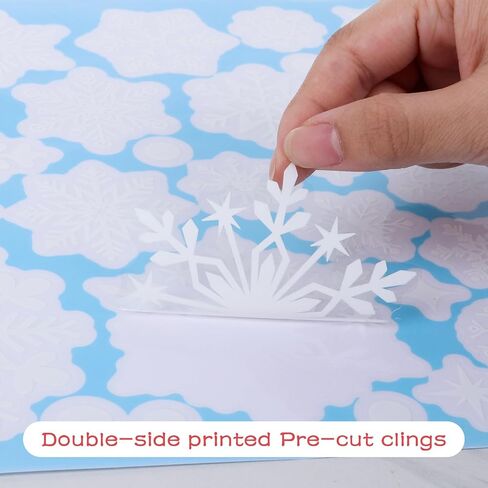 286 PCS Christmas Snowflake Window Clings Stickers for Glass, 10 Sheet Large Double-Sided Xmas Decals Decorations Holiday Snowflake Santa Claus Decals for Party in Saudi Arabia