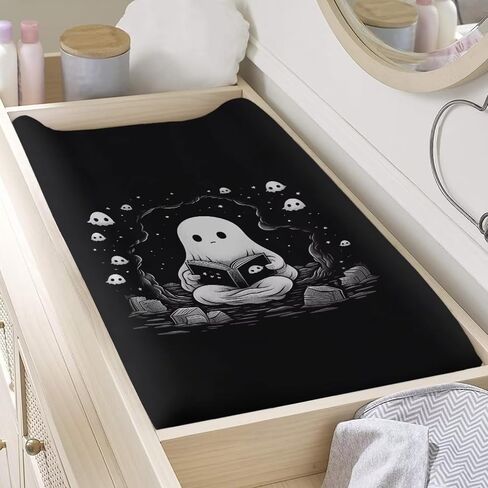 Halloween Changing Pad Cover Ghost Black Changing Table Covers for Baby Girls and Boys Soft Diaper Changing Pad Cover in Saudi Arabia
