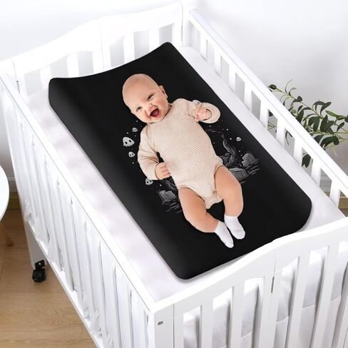 Halloween Changing Pad Cover Ghost Black Changing Table Covers for Baby Girls and Boys Soft Diaper Changing Pad Cover in Saudi Arabia
