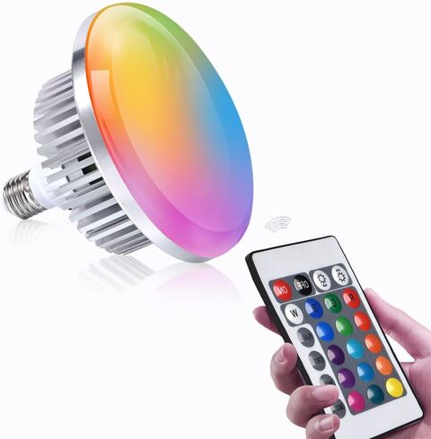 مصابيح إضاءة Zingbabu RGB، مصابيح إضاءة LED قابلة للتعتيم بقدرة 150 وات، مصباح متغير اللون حلزوني 3200-6000 كلفن، 24 لونًا لمبات LED مع جهاز تحكم عن بعد لإضاءة استوديو الفيديو الفوتوغرافي in Kuwait