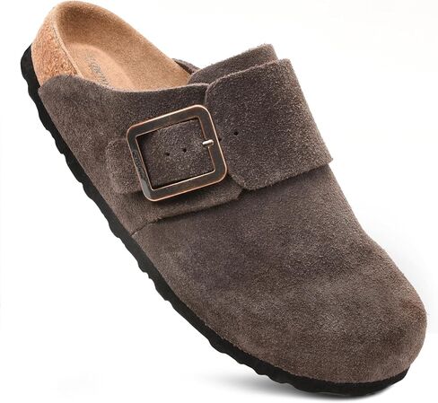 AEROTHOTIC Genuine Leather Clogs for Women with Arch Support Memory Foam Cork Footbed Indoor and Outdoor Adjustable Buckle Potato Shoes Comfortable Mules in Kuwait