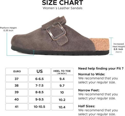 AEROTHOTIC Genuine Leather Clogs for Women with Arch Support Memory Foam Cork Footbed Indoor and Outdoor Adjustable Buckle Potato Shoes Comfortable Mules in Kuwait