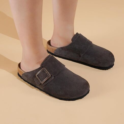 AEROTHOTIC Genuine Leather Clogs for Women with Arch Support Memory Foam Cork Footbed Indoor and Outdoor Adjustable Buckle Potato Shoes Comfortable Mules in Kuwait
