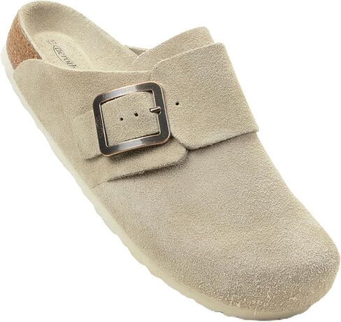 AEROTHOTIC Genuine Leather Clogs for Women with Arch Support Memory Foam Cork Footbed Indoor and Outdoor Adjustable Buckle Potato Shoes Comfortable Mules in Kuwait