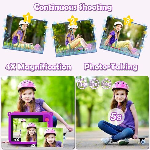كاميرا GKTZ للأطفال، كاميرا رقمية مقاومة للماء بدقة 1080 بكسل عالية الدقة للأطفال، كاميرا خارجية للرياضة تحت الماء مع بطاقة SD 32 جيجابايت، ألعاب هدايا عيد ميلاد للأطفال لعمر 3 4 5 6 7 8 9 10 11 12 عامًا للأولاد والبنات in Kuwait