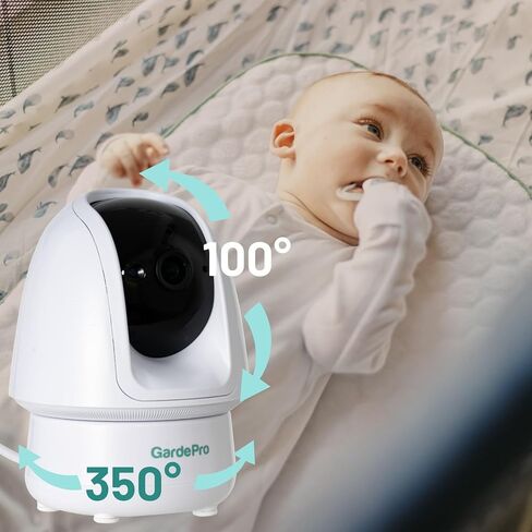 جهاز مراقبة الأطفال فيديو GardePro مع نطاق طويل 3000 قدم، شاشة 5 بوصة، كاميرا 1080 بكسل FHD، صوت ثنائي الاتجاه، بدون واي فاي، رؤية ليلية فائقة الوضوح، بطارية 5000 مللي أمبير، تكبير بإمالة، تهويدات، أبيض in Kuwait
