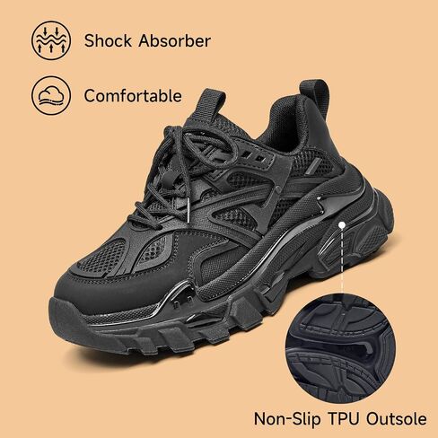 BEAU TODAY Chunky Sneakers for Women, Fashion Platform Sneakers Dad Shoes for Women, Casual Lace-up Walking Shoes in Kuwait
