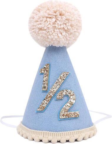 قبعة نصف عيد ميلاد - قبعة مخروطية لعيد ميلاد الطفل 1/2، زينة عيد ميلاد ستة أشهر، زي قبعة الحفلات للفتيات/الأولاد in Kuwait