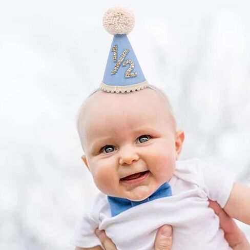 قبعة نصف عيد ميلاد - قبعة مخروطية لعيد ميلاد الطفل 1/2، زينة عيد ميلاد ستة أشهر، زي قبعة الحفلات للفتيات/الأولاد in Kuwait