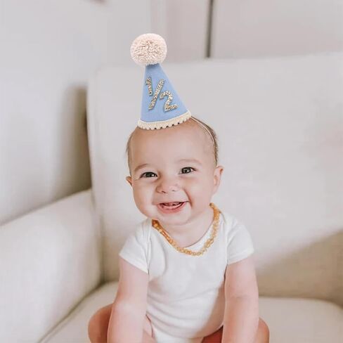 قبعة نصف عيد ميلاد - قبعة مخروطية لعيد ميلاد الطفل 1/2، زينة عيد ميلاد ستة أشهر، زي قبعة الحفلات للفتيات/الأولاد in Kuwait