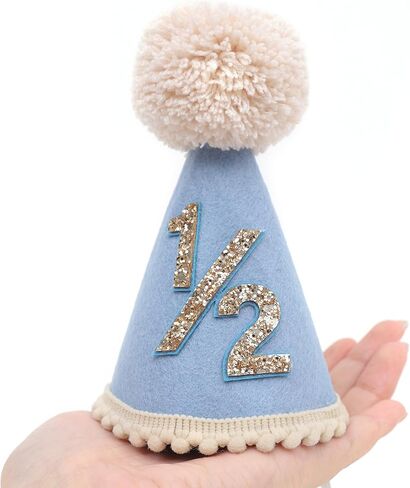 قبعة نصف عيد ميلاد - قبعة مخروطية لعيد ميلاد الطفل 1/2، زينة عيد ميلاد ستة أشهر، زي قبعة الحفلات للفتيات/الأولاد in Kuwait