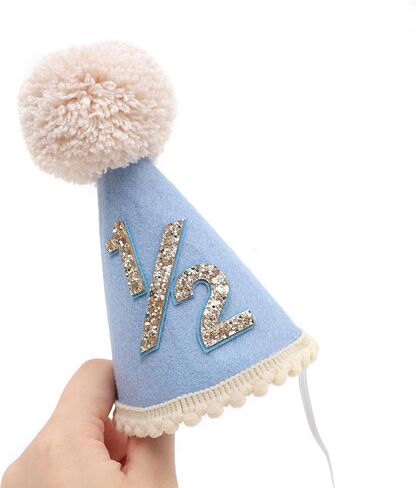 قبعة نصف عيد ميلاد - قبعة مخروطية لعيد ميلاد الطفل 1/2، زينة عيد ميلاد ستة أشهر، زي قبعة الحفلات للفتيات/الأولاد in Kuwait