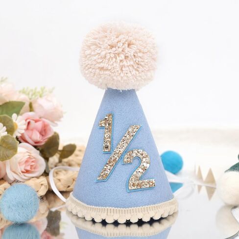 قبعة نصف عيد ميلاد - قبعة مخروطية لعيد ميلاد الطفل 1/2، زينة عيد ميلاد ستة أشهر، زي قبعة الحفلات للفتيات/الأولاد in Kuwait