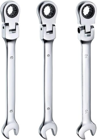 HARFINGTON 3pcs Flex-Head Ratcheting Wrench 8/9/10mm 180° Rotating Head Metric Ratchet Combination Wrenches 72-Teeth Chrome Vanadium Steel Open End Ratchet for Fasteners Nut Bolt in Saudi Arabia