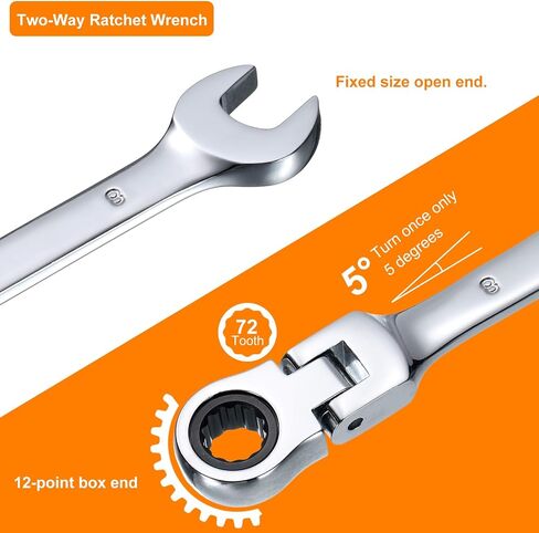 HARFINGTON 3pcs Flex-Head Ratcheting Wrench 8/9/10mm 180° Rotating Head Metric Ratchet Combination Wrenches 72-Teeth Chrome Vanadium Steel Open End Ratchet for Fasteners Nut Bolt in Saudi Arabia