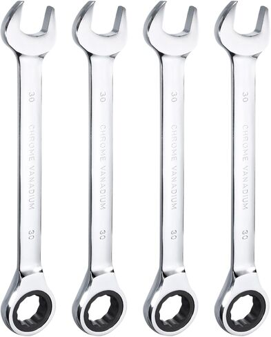 HARFINGTON 4pcs Ratcheting Wrench 7mm Metric 12PT Cr-V Polished Chromed Ratcheting Double End Combination Wrench with 72 Tooth and 5° Movement Industrial Grade Gear Spanner Tool for Repair in Saudi Arabia