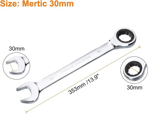 HARFINGTON 4pcs Ratcheting Wrench 7mm Metric 12PT Cr-V Polished Chromed Ratcheting Double End Combination Wrench with 72 Tooth and 5° Movement Industrial Grade Gear Spanner Tool for Repair in Saudi Arabia