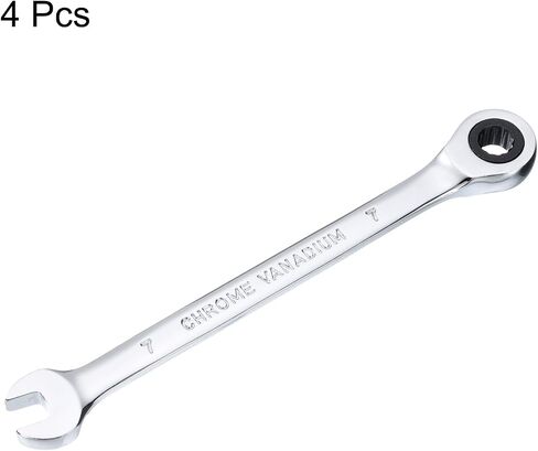 HARFINGTON 4pcs Ratcheting Wrench 7mm Metric 12PT Cr-V Polished Chromed Ratcheting Double End Combination Wrench with 72 Tooth and 5° Movement Industrial Grade Gear Spanner Tool for Repair in Saudi Arabia