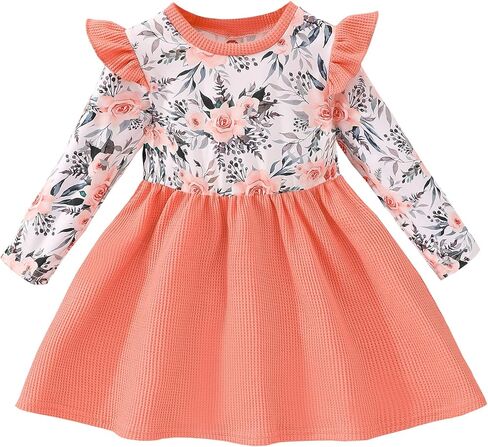 Toddler Baby Girl Fall Winter Dress Baby Toddler Girl Floral Tunic Dress Long Sleeves Casual Dress in Saudi Arabia