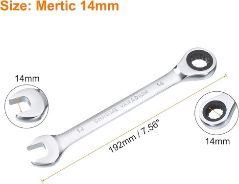 HARFINGTON 4 قطع مفتاح ربط 7 مم متري 12PT Cr-V مصقول بالكروم مفتاح ربط مزدوج النهاية مع 72 سن وحركة 5 درجات أداة مفتاح تروس صناعية للإصلاح in Kuwait