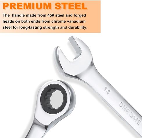 HARFINGTON 4 قطع مفتاح ربط 7 مم متري 12PT Cr-V مصقول بالكروم مفتاح ربط مزدوج النهاية مع 72 سن وحركة 5 درجات أداة مفتاح تروس صناعية للإصلاح in Kuwait