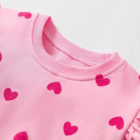 Girls Valentines Day Sweatshirt Toddler Kids Sequin Heart Long Sleeve T Shirt Ruffle Pullover Cotton Sweater Tops in Kuwait