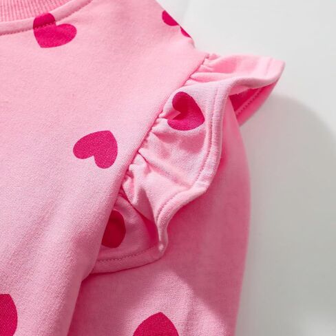 Girls Valentines Day Sweatshirt Toddler Kids Sequin Heart Long Sleeve T Shirt Ruffle Pullover Cotton Sweater Tops in Kuwait