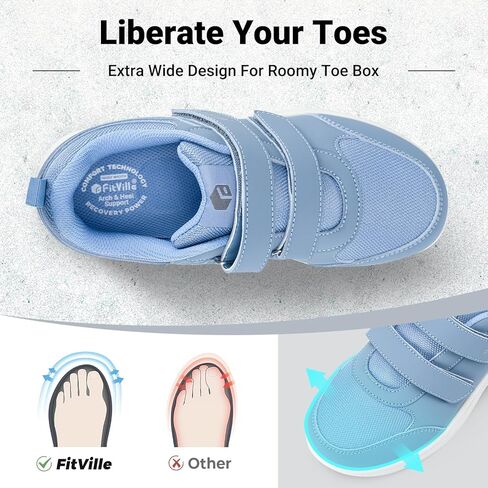 FitVille Diabetic Shoes for Women Wide Width Lightweight Diabetic Slip on Shoes for Women with Adjustable Strap Walking Shoes for Swollen Feet Women Comfortable Mesh Wide Width Shoes for Women in Kuwait