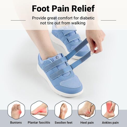 FitVille Diabetic Shoes for Women Wide Width Lightweight Diabetic Slip on Shoes for Women with Adjustable Strap Walking Shoes for Swollen Feet Women Comfortable Mesh Wide Width Shoes for Women in Kuwait